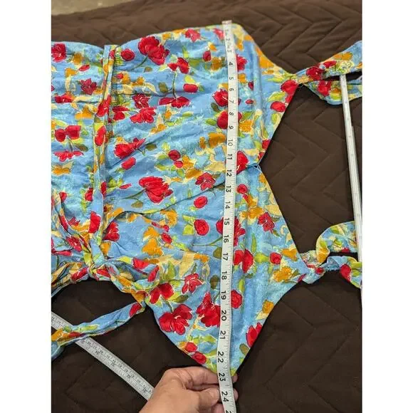 Pretty blue w/red & yellow flowered sundress by Lauren Conrad size 2X - Picture 6 of 7